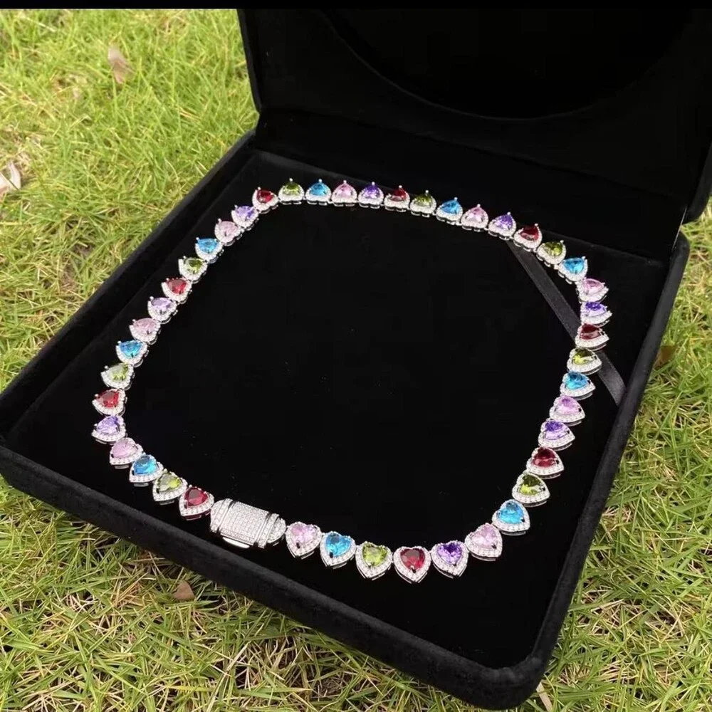 Multi Colored Heart Shaped Necklace 16inch